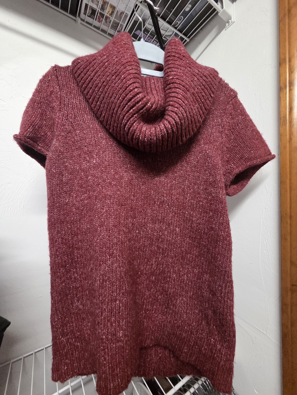 BCBGMaxAzria Ribbed Cowl-Neck Sweater in Wine Red
